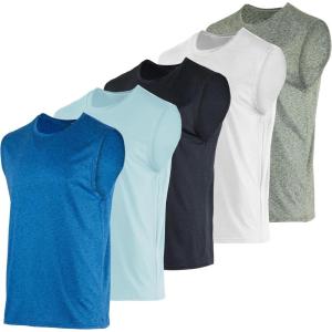 image:imageReal Essentials 3 amp 5 PackMens Dry Fit Workout Running Tank Top Gym Sleeveless Muscle Athletic Shirt Big amp Tall AvailableRegular Size  Set L