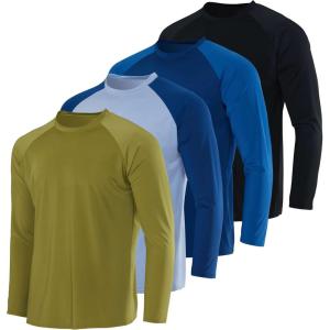 image:imageReal Essentials 4 Pack Boys Rash Guard Long Sleeve Swim Shirt UV Sun Protection Fishing amp Swimwear Tops for KidsLong Sleeve Set 1