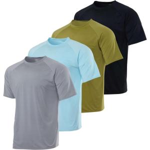 image:imageReal Essentials 4 Pack Boys Rash Guard Short Sleeve Swim Shirt UV Sun Protection Fishing amp Swimwear Tops for KidsShort Sleeve Set 1