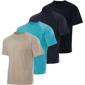 image:imageReal Essentials 4 Pack Boys Rash Guard Short Sleeve Swim Shirt UV Sun Protection Fishing amp Swimwear Tops for KidsShort Sleeve Set 2