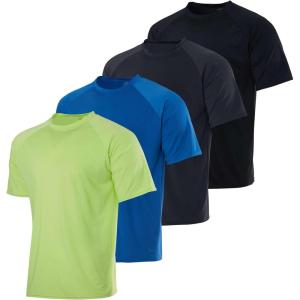 image:imageReal Essentials 4 Pack Boys Rash Guard Short Sleeve Swim Shirt UV Sun Protection Fishing amp Swimwear Tops for KidsShort Sleeve Set 3