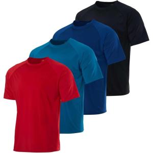 image:imageReal Essentials 4 Pack Boys Rash Guard Short Sleeve Swim Shirt UV Sun Protection Fishing amp Swimwear Tops for KidsShort Sleeve Set 4
