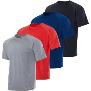 image:imageReal Essentials 4 Pack Boys Rash Guard Short Sleeve Swim Shirt UV Sun Protection Fishing amp Swimwear Tops for KidsShort Sleeve Set 7