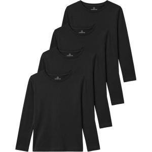 image:imageReal Essentials 4 Pack Girls Cotton Long Sleeve Crew Neck TShirt  Athletic Tee Shirt for Teens Kids Youth Ages 416Set 1