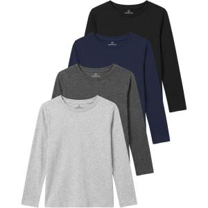 image:imageReal Essentials 4 Pack Girls Cotton Long Sleeve Crew Neck TShirt  Athletic Tee Shirt for Teens Kids Youth Ages 416Set 2