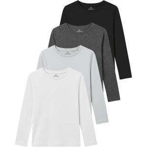 image:imageReal Essentials 4 Pack Girls Cotton Long Sleeve Crew Neck TShirt  Athletic Tee Shirt for Teens Kids Youth Ages 416Set 5