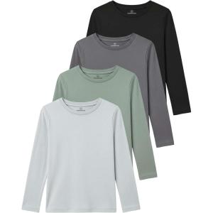 image:imageReal Essentials 4 Pack Girls Cotton Long Sleeve Crew Neck TShirt  Athletic Tee Shirt for Teens Kids Youth Ages 416Set 6