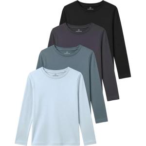 image:imageReal Essentials 4 Pack Girls Cotton Long Sleeve Crew Neck TShirt  Athletic Tee Shirt for Teens Kids Youth Ages 416Set 8