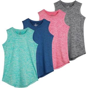 image:imageReal Essentials 4 Pack Girls DryFit Active Tank Top  Gym Running Workout Athletic Shirt for Kids Teens YouthSet 2