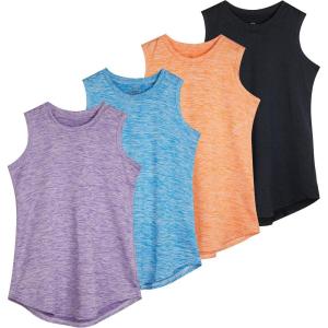 image:imageReal Essentials 4 Pack Girls DryFit Active Tank Top  Gym Running Workout Athletic Shirt for Kids Teens YouthSet 3