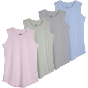 image:imageReal Essentials 4 Pack Girls DryFit Active Tank Top  Gym Running Workout Athletic Shirt for Kids Teens YouthSet 6