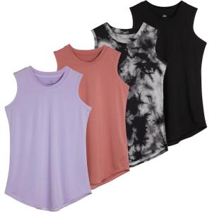 image:imageReal Essentials 4 Pack Girls DryFit Active Tank Top  Gym Running Workout Athletic Shirt for Kids Teens YouthSet 7