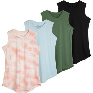 image:imageReal Essentials 4 Pack Girls DryFit Active Tank Top  Gym Running Workout Athletic Shirt for Kids Teens YouthSet 8