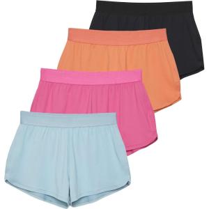 image:imageReal Essentials 4 Pack Girls DryFit Shorts  Running Athletic Basketball Gym Sports Wear for Kids amp Teens 418Set 4