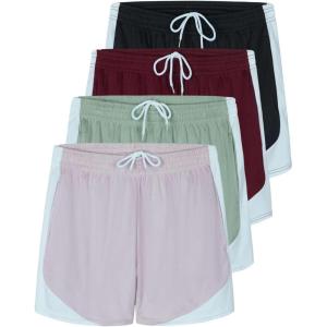 image:imageReal Essentials 4 Pack Girls Mesh Athletic Running Shorts with Pockets Teens Kids Youth Performance Gym BasketballSet 9