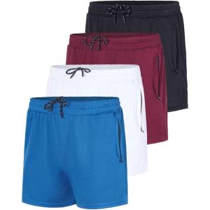 image:imageReal Essentials 4 Pack Mens Mesh 3 Athletic Zipper Shorts Workout Gym Running Basketball3inch  Set 8