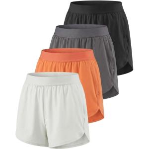 image:imageReal Essentials 4 Pack Womens 3 DryFit Dolphin Running Shorts with PocketsAthletic Gym Workout Basketball Sports ShortsSet 7