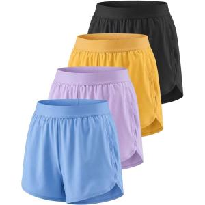 image:imageReal Essentials 4 Pack Womens 3 DryFit Dolphin Running Shorts with PocketsAthletic Gym Workout Basketball Sports ShortsSet 8