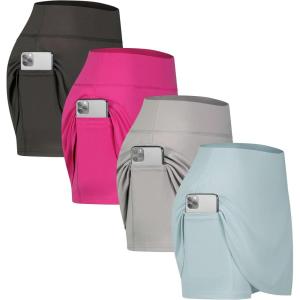 image:imageReal Essentials 4 Pack Womens Active Skort Lightweight Comfy amp Breathable Tennis Golf Skirt Available in Plus SizeSet 1