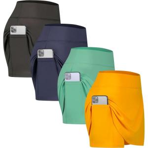image:imageReal Essentials 4 Pack Womens Active Skort Lightweight Comfy amp Breathable Tennis Golf Skirt Available in Plus SizeSet 3