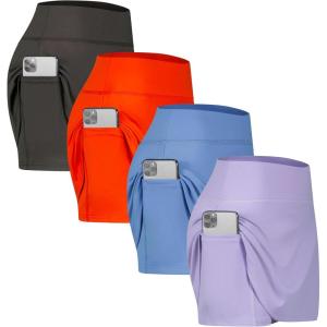 image:imageReal Essentials 4 Pack Womens Active Skort Lightweight Comfy amp Breathable Tennis Golf Skirt Available in Plus SizeSet 7