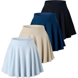image:imageReal Essentials 4 Pack Womens Basic Casual Stretchy Mini Skirt  Skater ALine Flowy Flared Available in Plus SizeSet 2