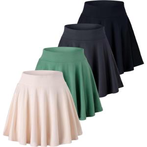 image:imageReal Essentials 4 Pack Womens Basic Casual Stretchy Mini Skirt  Skater ALine Flowy Flared Available in Plus SizeSet 3