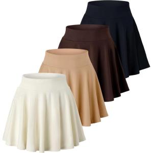image:imageReal Essentials 4 Pack Womens Basic Casual Stretchy Mini Skirt  Skater ALine Flowy Flared Available in Plus SizeSet 4