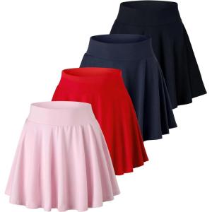 image:imageReal Essentials 4 Pack Womens Basic Casual Stretchy Mini Skirt  Skater ALine Flowy Flared Available in Plus SizeSet 5