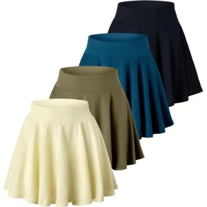 image:imageReal Essentials 4 Pack Womens Basic Casual Stretchy Mini Skirt  Skater ALine Flowy Flared Available in Plus SizeSet 6