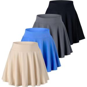image:imageReal Essentials 4 Pack Womens Basic Casual Stretchy Mini Skirt  Skater ALine Flowy Flared Available in Plus SizeSet 8