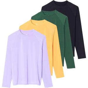image:imageReal Essentials 4 Pack Womens Long Sleeve Rash Guard Moisture Wicking Shirts  Sun Protection Quick Dry SPF 50 Tops PlusLong Sleeve Set 3