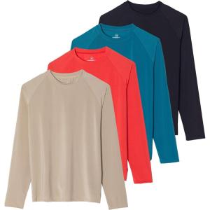 image:imageReal Essentials 4 Pack Womens Long Sleeve Rash Guard Moisture Wicking Shirts  Sun Protection Quick Dry SPF 50 Tops PlusLong Sleeve Set 6