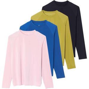 image:imageReal Essentials 4 Pack Womens Long Sleeve Rash Guard Moisture Wicking Shirts  Sun Protection Quick Dry SPF 50 Tops PlusLong Sleeve Set 7