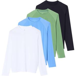 image:imageReal Essentials 4 Pack Womens Long Sleeve Rash Guard Moisture Wicking Shirts  Sun Protection Quick Dry SPF 50 Tops PlusLong Sleeve Set 8