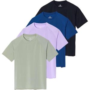 image:imageReal Essentials 4 Pack Womens Sun Shirt UPF 50 Short Sleeve UV Protection Quick Dry Rash Guard Hiking Top Plus AvailableSet 2