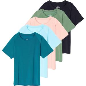 image:imageReal Essentials 5 Pack Girls Rash Guard Swim Shirts  Short Sleeve UPF Sun Protection Tops Ages 416Set 5
