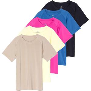 image:imageReal Essentials 5 Pack Girls Rash Guard Swim Shirts  Short Sleeve UPF Sun Protection Tops Ages 416Set 6