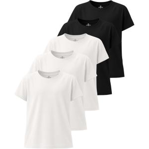 image:imageReal Essentials 5 Pack Girls Short Sleeve DryFit Athletic TShirt  Active Gym Crew Neck Tops for Teens Kids Ages 416Set 13