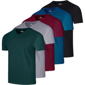 image:imageReal Essentials 5 Pack Mens Mesh Short Sleeve VNeck TShirt  Athletic Dry Fit V Neck Workout Shirt Big amp Tall AvailableSet 11