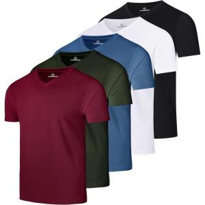 image:imageReal Essentials 5 Pack Mens Mesh Short Sleeve VNeck TShirt  Athletic Dry Fit V Neck Workout Shirt Big amp Tall AvailableSet 13