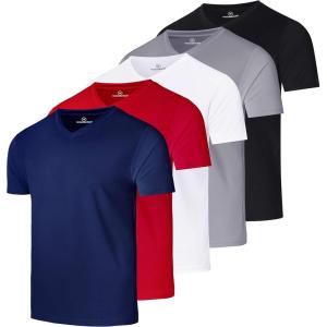 image:imageReal Essentials 5 Pack Mens Mesh Short Sleeve VNeck TShirt  Athletic Dry Fit V Neck Workout Shirt Big amp Tall AvailableSet 5