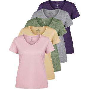 image:imageReal Essentials 5 Pack Womens DryFit Short Sleeve V Neck T Shirt Workout Fitness Yoga Top Tee Available in Plus SizeSet 14
