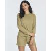 image:imageReal Essentials 2 Pack Womens Ribbed Knit Long Sleeve Top and Shorts Pullover Lounge Pajama Set Available In Plus SizeSet 1