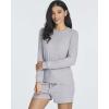 image:imageReal Essentials 2 Pack Womens Ribbed Knit Long Sleeve Top and Shorts Pullover Lounge Pajama Set Available In Plus SizeSet 2
