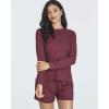 image:imageReal Essentials 2 Pack Womens Ribbed Knit Long Sleeve Top and Shorts Pullover Lounge Pajama Set Available In Plus SizeSet 4