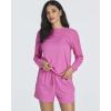 image:imageReal Essentials 2 Pack Womens Ribbed Knit Long Sleeve Top and Shorts Pullover Lounge Pajama Set Available In Plus SizeSet 8