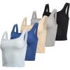 image:imageReal Essentials 5 Pack Womens Square Neck Ribbed Crop Tank Tops  Racerback Workout Gym amp Casual ShirtsSet 5