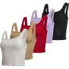 image:imageReal Essentials 5 Pack Womens Square Neck Ribbed Crop Tank Tops  Racerback Workout Gym amp Casual ShirtsSet 8