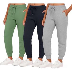 image:imageReal Essentials 3 Pack Womens UltraSoft amp Warm Fleece Joggers Sweatpants with Pocket Available in Plus SizeSet 12